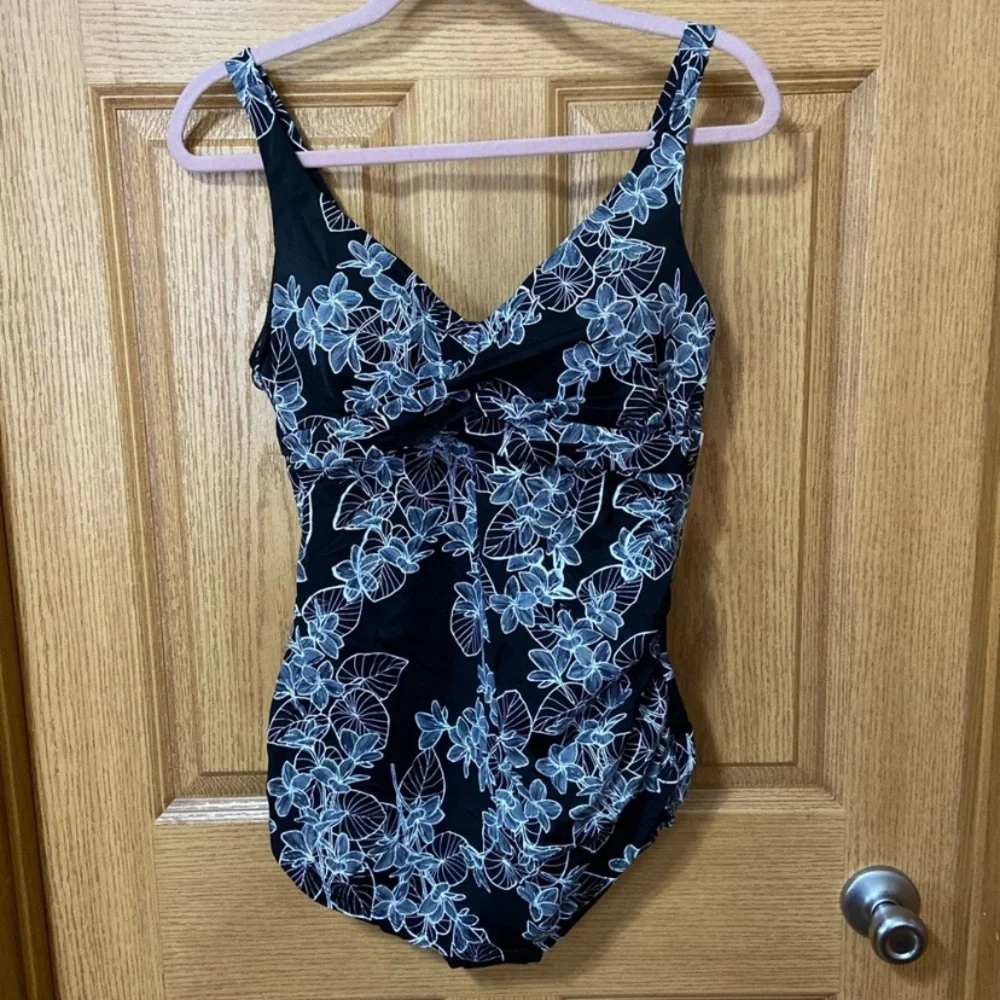 New Twist Vneck Sarong Skirted One Piece Swimsuits For All